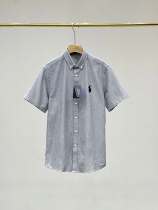 Ralph Lauren Shirt Solid 100% Cotton Short Sleeve Button-Up