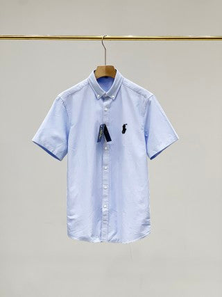 Ralph Lauren Shirt Solid 100% Cotton Short Sleeve Button-Up
