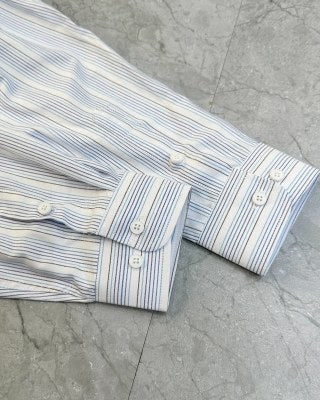 Ralph Lauren Shirt Stripe Mandarin Collar Long Sleeve Casual Shirt