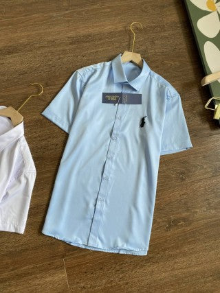 Ralph Lauren Shirt Satin Stretch Short Sleeve Button-Up