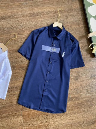 Ralph Lauren Shirt Satin Stretch Short Sleeve Button-Up