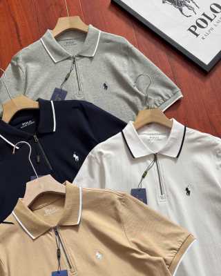 Ralph Lauren Half-Zip Contrast Trim Cotton Piqué Polo Shirt