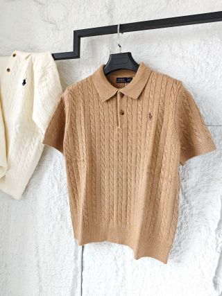 Ralph Lauren Solid Cable Knit Polo Shirt