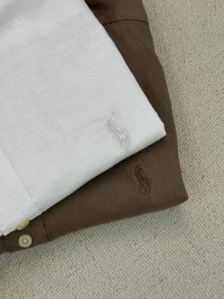 Ralph Lauren Shirt Linen Two-Tone Short Sleeve Shirt