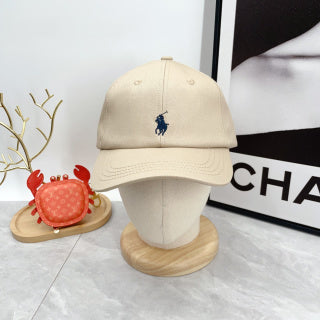 Ralph Lauren Hat Sand Beige Navy Pony Baseball Cap