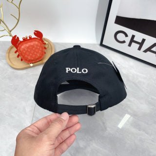 Ralph Lauren Hat Black White Pony Curved-Brim Baseball Cap