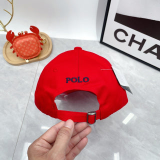 Ralph Lauren Hat Bright Red Navy Pony Curved-Brim Baseball Cap