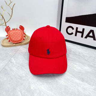 Ralph Lauren Hat Bright Red Navy Pony Curved-Brim Baseball Cap