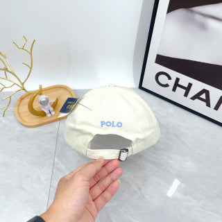 Ralph Lauren Hat Ivory Light Blue Pony Low-Profile Baseball Cap