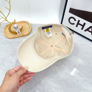 Ralph Lauren Hat Cream White Navy Pony Curved-Brim Baseball Cap