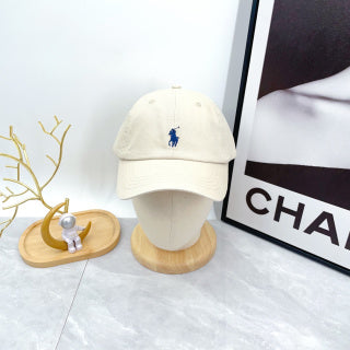 Ralph Lauren Hat Cream White Navy Pony Curved-Brim Baseball Cap