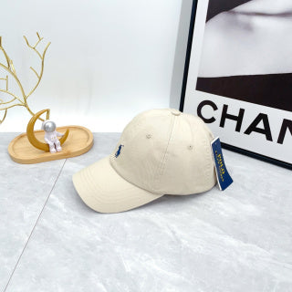 Ralph Lauren Hat Cream White Navy Pony Curved-Brim Baseball Cap