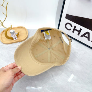Ralph Lauren Hat Oat Beige Blue Pony Low-Profile Baseball Cap