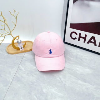 Ralph Lauren Hat Pale Pink Blue Pony Low-Profile Baseball Cap