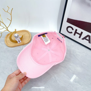 Ralph Lauren Hat Pale Pink Blue Pony Low-Profile Baseball Cap