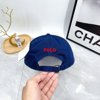 Ralph Lauren Hat Cobalt Blue Red Pony Curved-Brim Baseball Cap