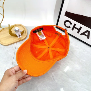 Ralph Lauren Hat Bright Orange Green Pony Baseball Cap