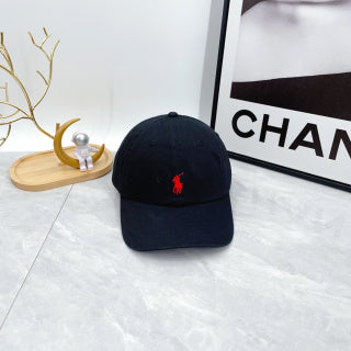 Ralph Lauren Hat Dark Navy Red Pony Rounded-Crown Baseball Cap