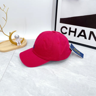 Ralph Lauren Hat Raspberry Red Navy Pony Curved-Brim Baseball Cap