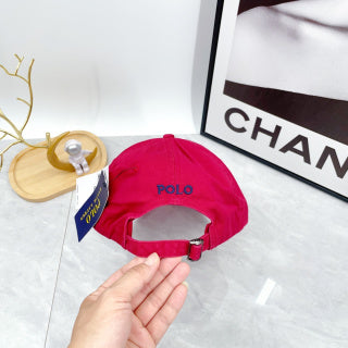Ralph Lauren Hat Raspberry Red Navy Pony Curved-Brim Baseball Cap