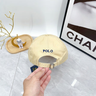 Ralph Lauren Hat Pale Sand Navy Pony Curved Brim Cap