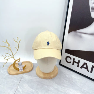 Ralph Lauren Hat Pale Sand Navy Pony Curved Brim Cap