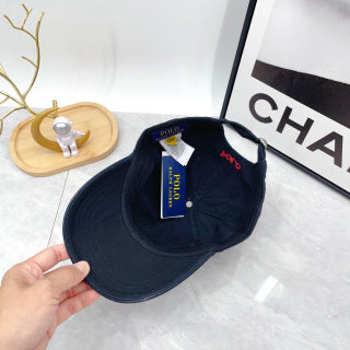 Ralph Lauren Hat Ink Navy Red Pony Soft-Crown Baseball Cap