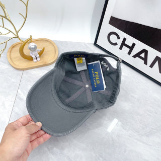 Ralph Lauren Hat Smoke Gray White Pony Low-Crown Baseball Cap