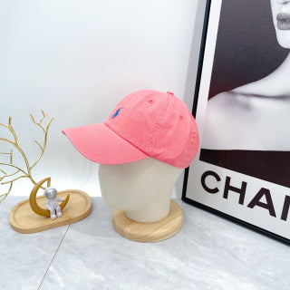 Ralph Lauren Hat Coral Pink Blue Pony Low-Crown Baseball Cap