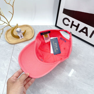 Ralph Lauren Hat Coral Pink Blue Pony Low-Crown Baseball Cap