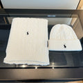 Ralph Lauren Hat Ivory Pony Cable Beanie Scarf Set