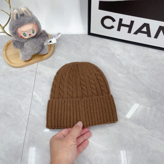 Ralph Lauren Hat Mocha Brown White Pony Cable Rib Beanie