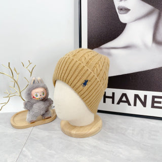 Ralph Lauren Hat Honey Tan Blue Pony Cable Knit Beanie