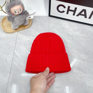 Ralph Lauren Hat Vivid Red Navy Pony Cable Knit Beanie