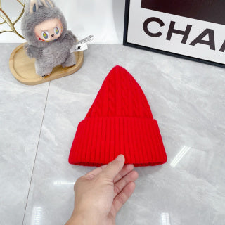 Ralph Lauren Hat Vivid Red Navy Pony Cable Knit Beanie