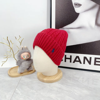 Ralph Lauren Hat Crimson Red Navy Pony Cable Rib Beanie