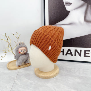 Ralph Lauren Hat Burnt Orange White Pony Cable Rib Beanie