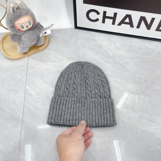 Ralph Lauren Hat Heather Gray Blue Pony Textured Cable Beanie