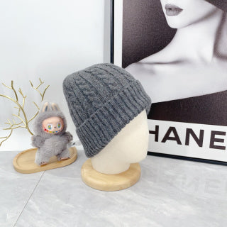 Ralph Lauren Hat Heather Gray White Pony Cable Rib Beanie