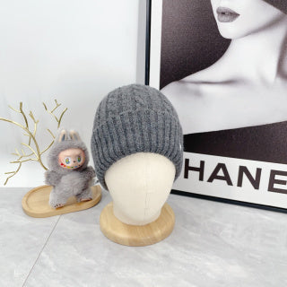 Ralph Lauren Hat Heather Gray White Pony Cable Rib Beanie