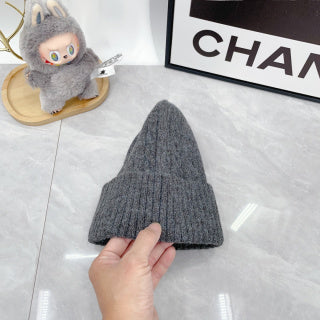 Ralph Lauren Hat Heather Gray White Pony Cable Rib Beanie