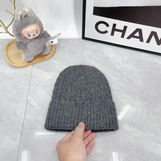 Ralph Lauren Hat Heather Gray White Pony Cable Rib Beanie