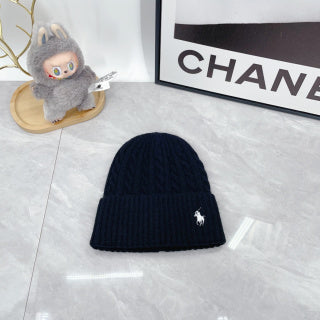 Ralph Lauren Hat Deep Navy Side Pony Textured Rib Beanie