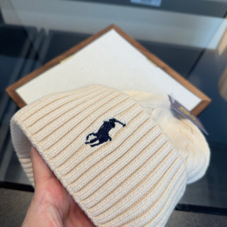 Ralph Lauren Hat Cream Cable-Knit Ribbed-Cuff Beanie