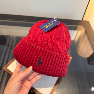 Ralph Lauren Hat Red Cable-Knit Fold-Cuff Beanie