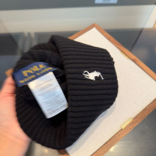 Ralph Lauren Hat Black Cable-Knit Fold-Cuff Beanie
