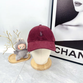 Ralph Lauren Hat Burgundy Tonal Pony Curved Brim Baseball Cap