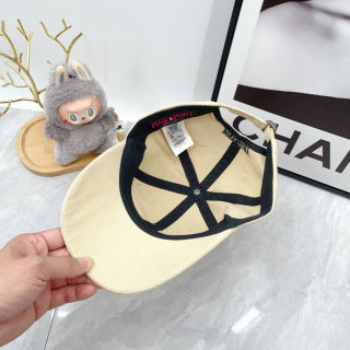Ralph Lauren Hat Cream Black Pony Script Accent Baseball Cap