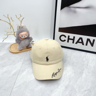 Ralph Lauren Hat Cream Black Pony Script Accent Baseball Cap