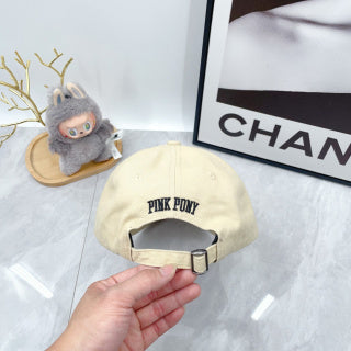 Ralph Lauren Hat Cream Black Pony Script Accent Baseball Cap